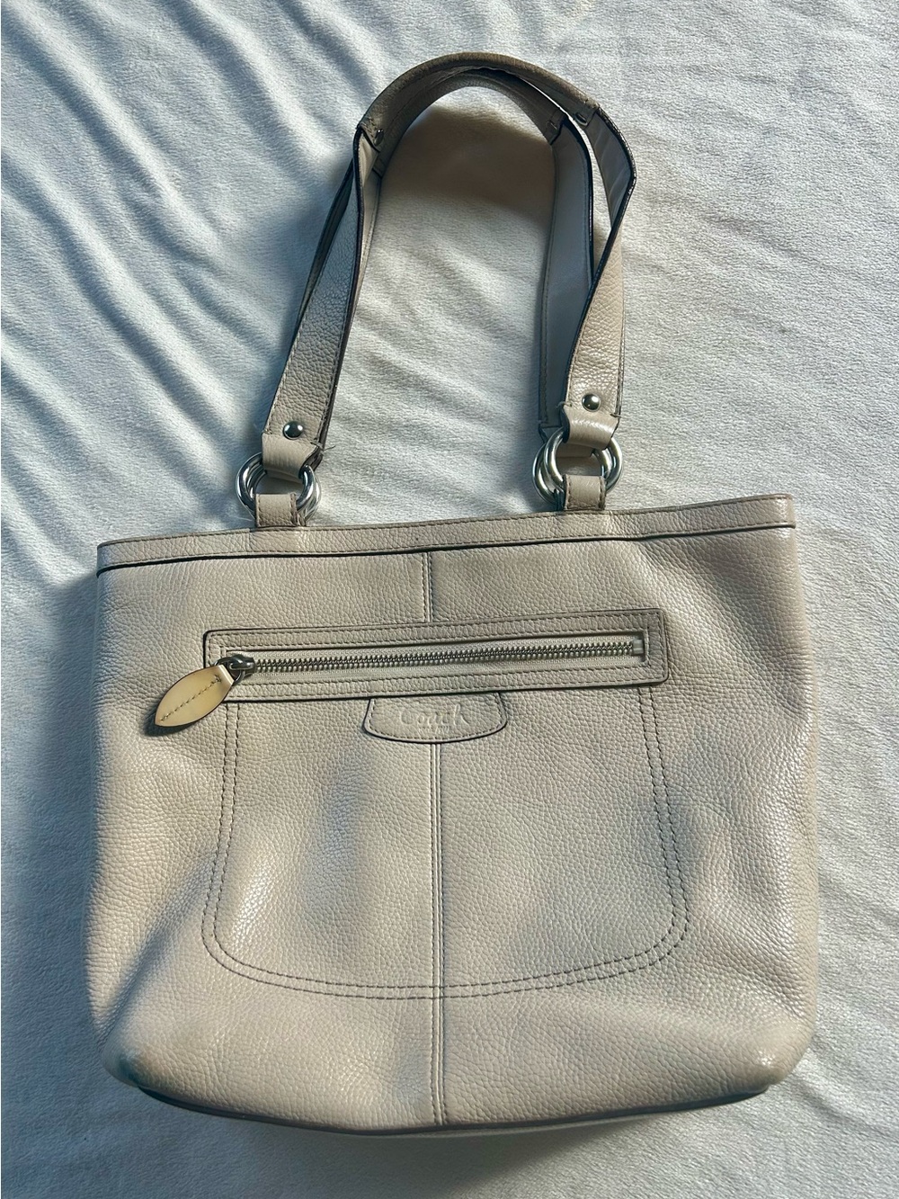 Coach Penelope Pebble Leather Shoulder Bag in Light Beige